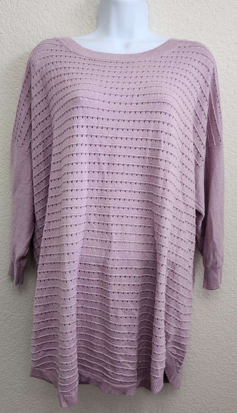 SOHO New York Co Light Purple Drop Shoulder Sweater Top XXL Plus Tie Back Soft